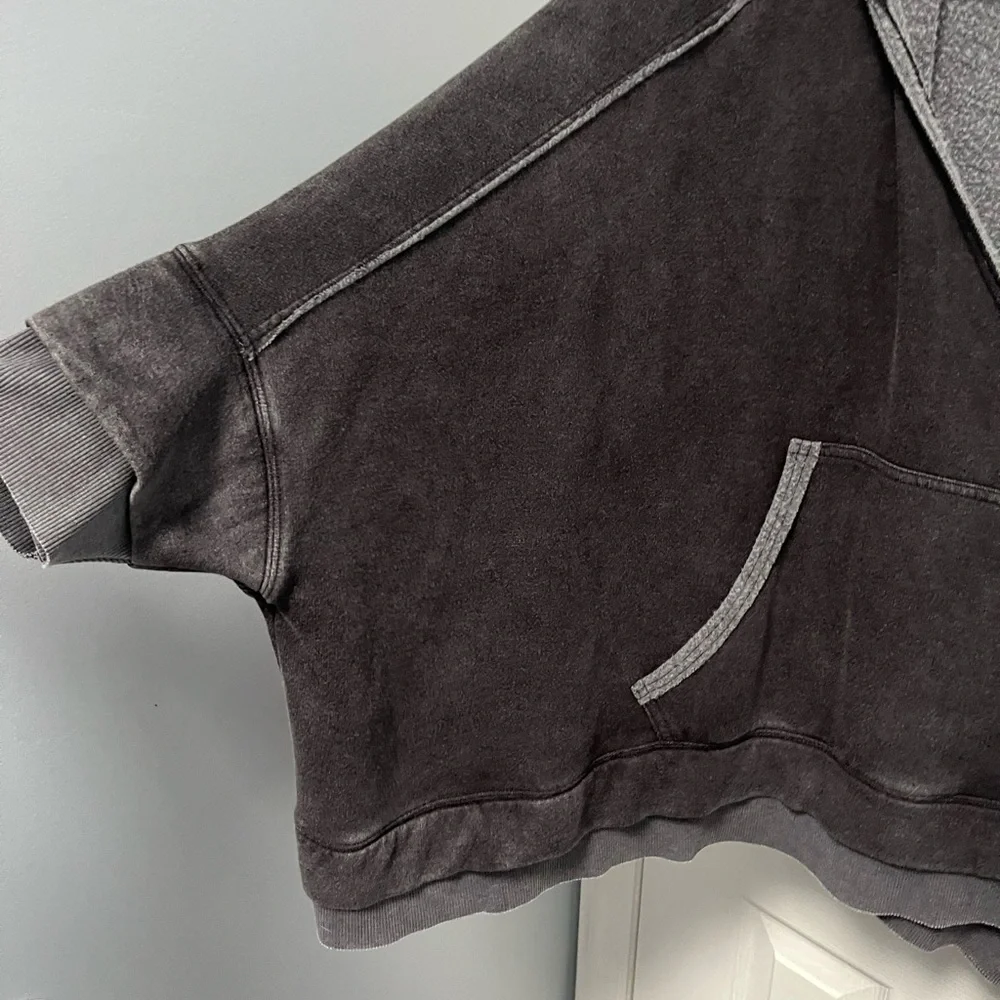 Free People Fp Movement Bonfire Oversized Hoodie Large Gray Black Sweatshirt NWT - Picture 5 of 16